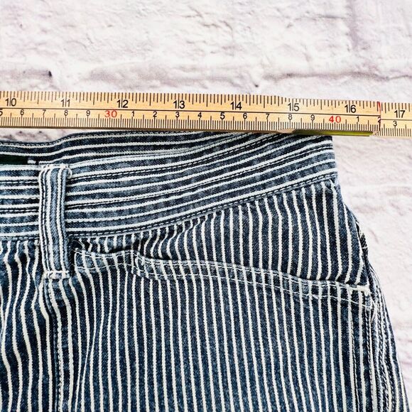 LRL Lauren Jeans Shorts Womans 8 Blue White Striped Anchor Button Cotton - Picture 3 of 10